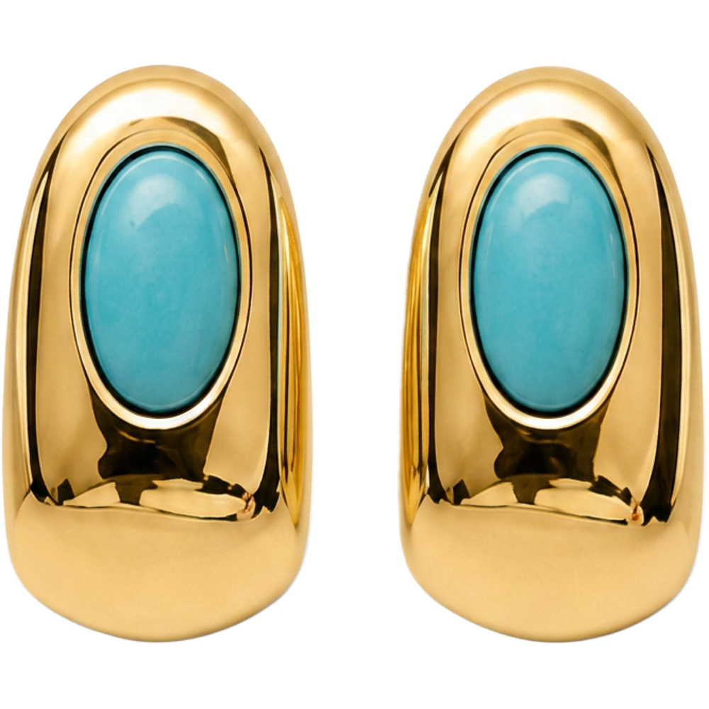 Riviera gold-tone dome earrings with turquoise centres